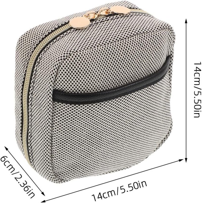 Black Travel Makeup Organizer Bag 14x14x6cm With Dividers Zipper Pouch - Image 2